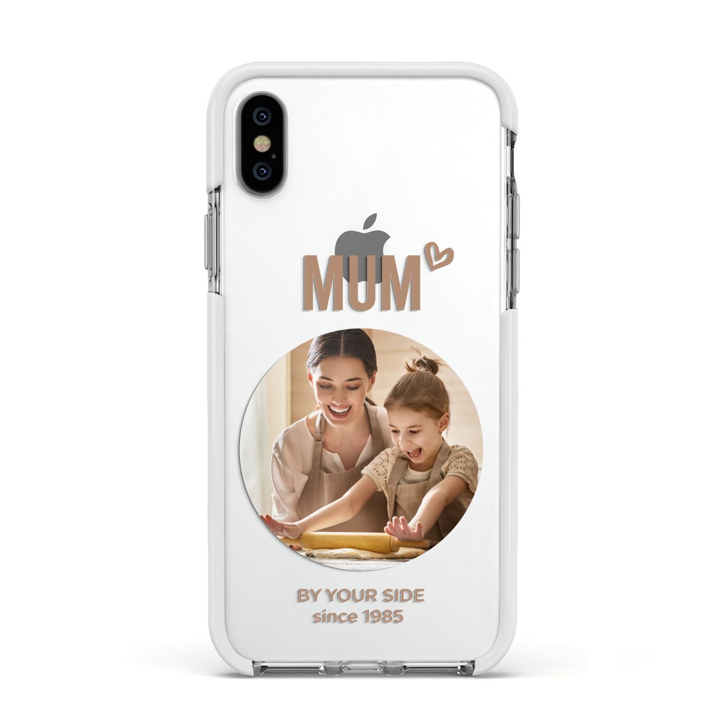 Vintage Mothers Day Photo Apple iPhone Xs Impact Case White Edge on Silver Phone