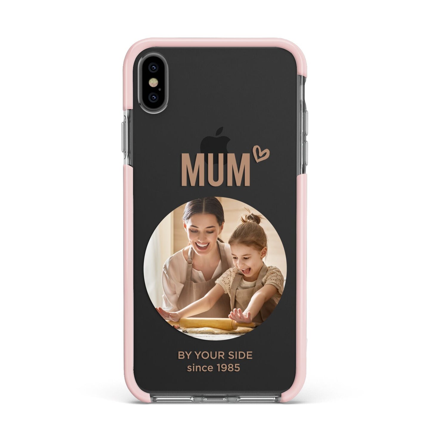 Vintage Mothers Day Photo Apple iPhone Xs Max Impact Case Pink Edge on Black Phone
