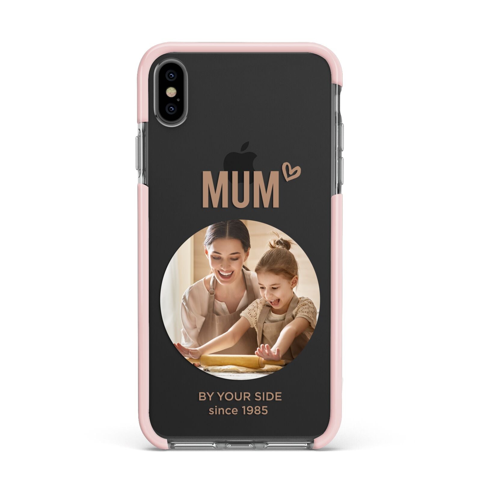 Vintage Mothers Day Photo Apple iPhone Xs Max Impact Case Pink Edge on Black Phone