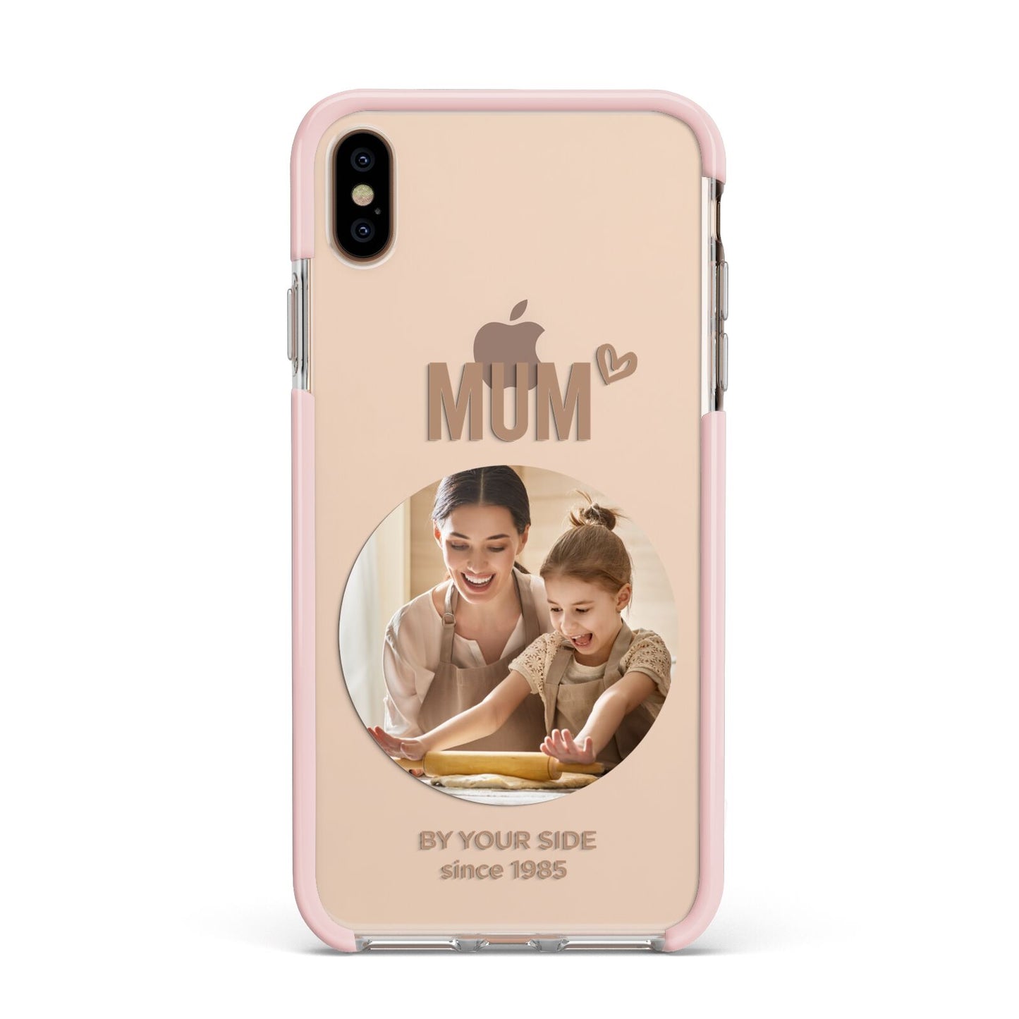 Vintage Mothers Day Photo Apple iPhone Xs Max Impact Case Pink Edge on Gold Phone