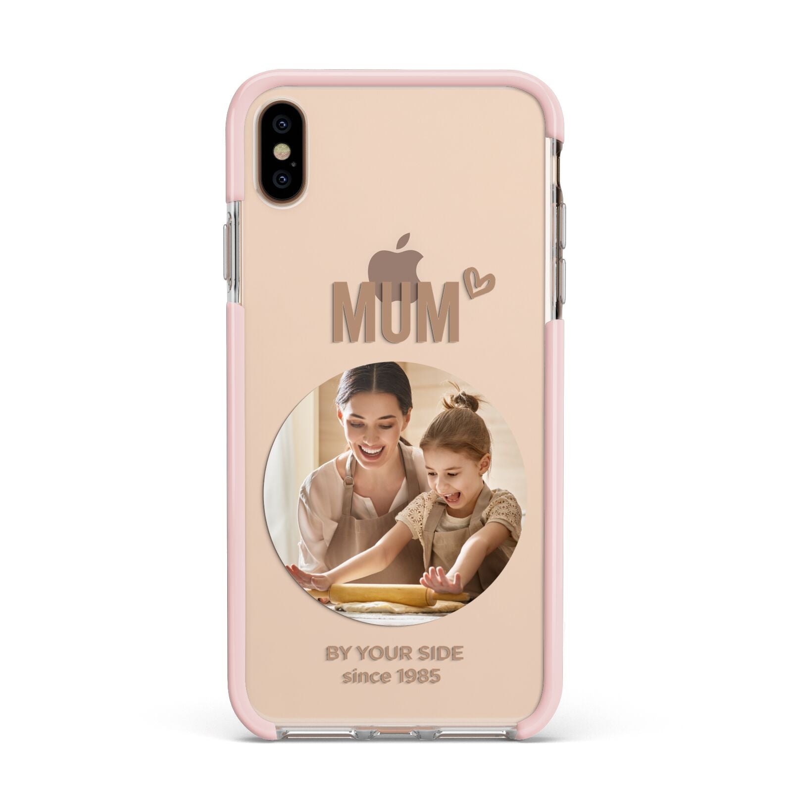 Vintage Mothers Day Photo Apple iPhone Xs Max Impact Case Pink Edge on Gold Phone