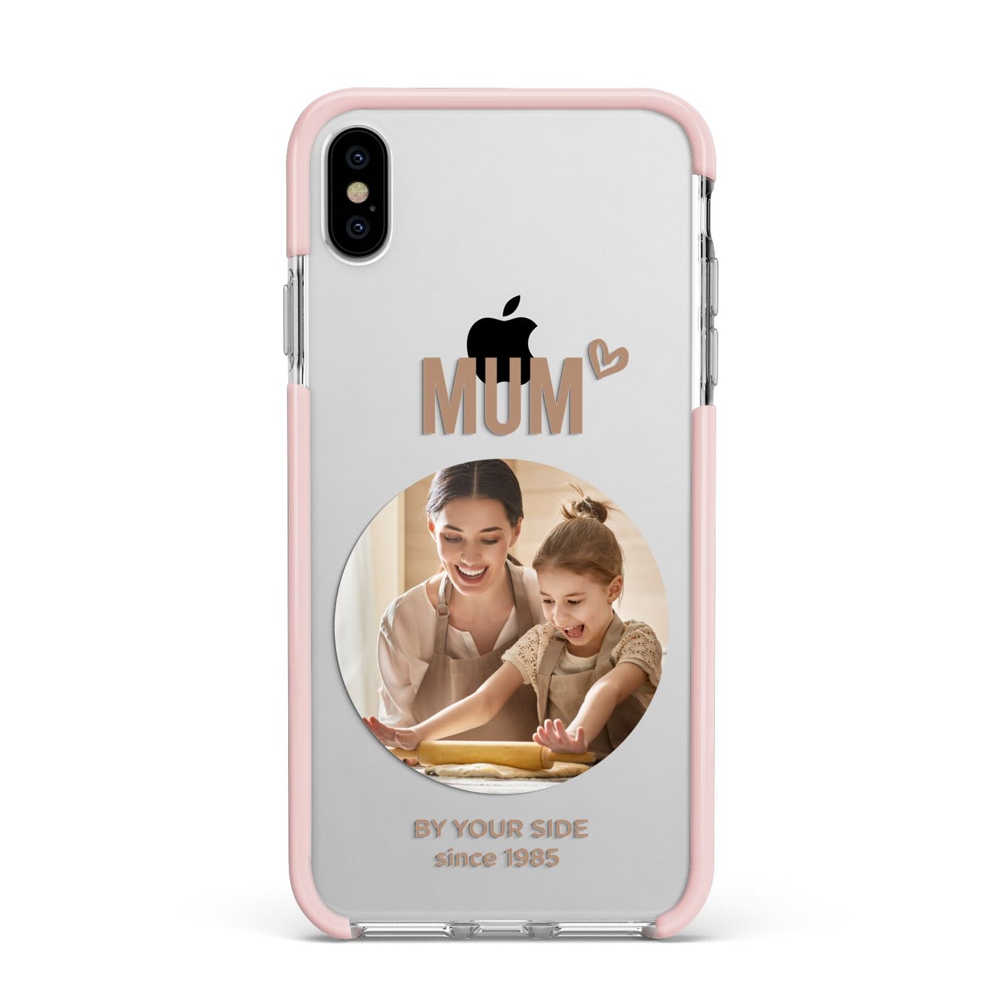 Vintage Mothers Day Photo Apple iPhone Xs Max Impact Case Pink Edge on Silver Phone