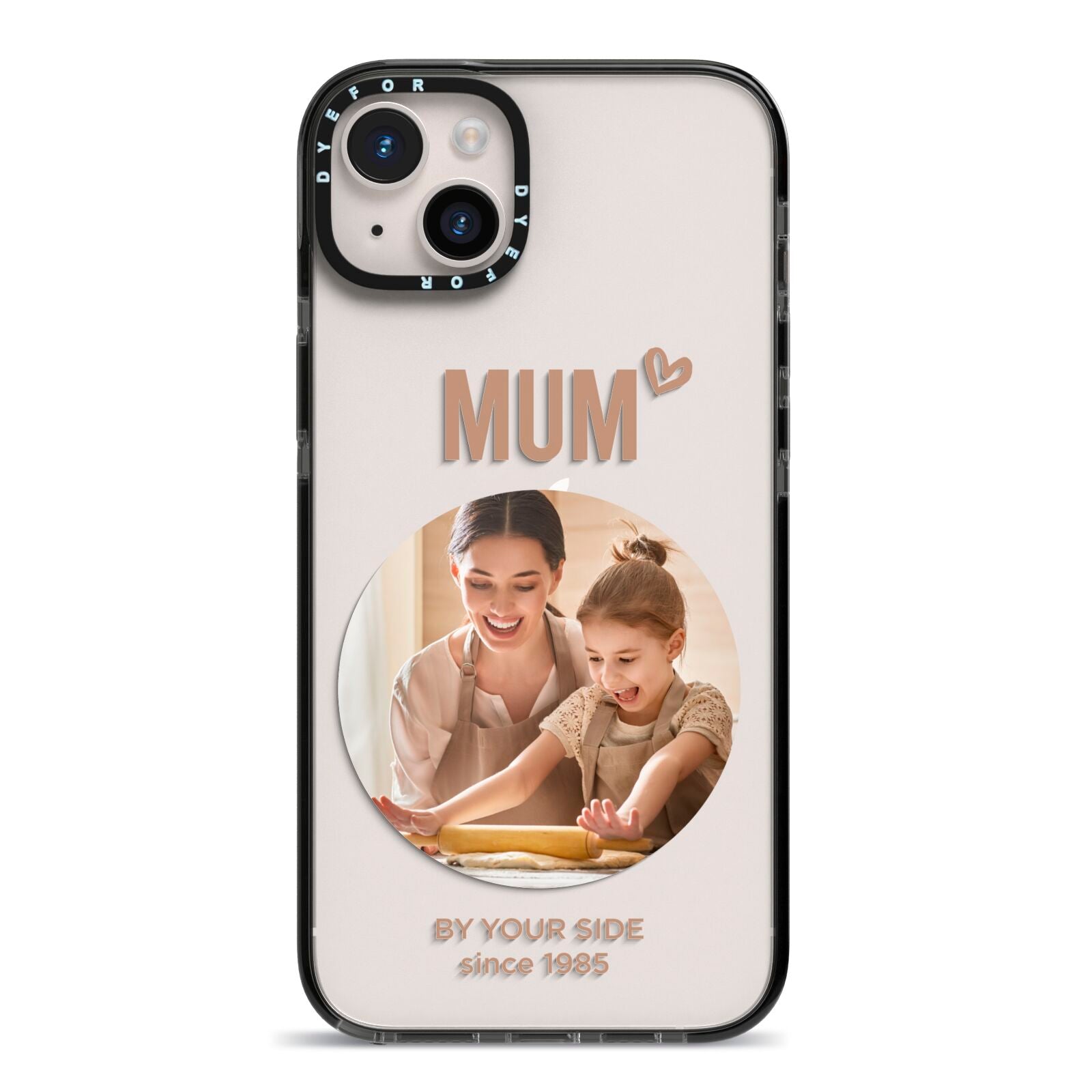 Vintage Mothers Day Photo iPhone 14 Plus Black Impact Case on Silver phone