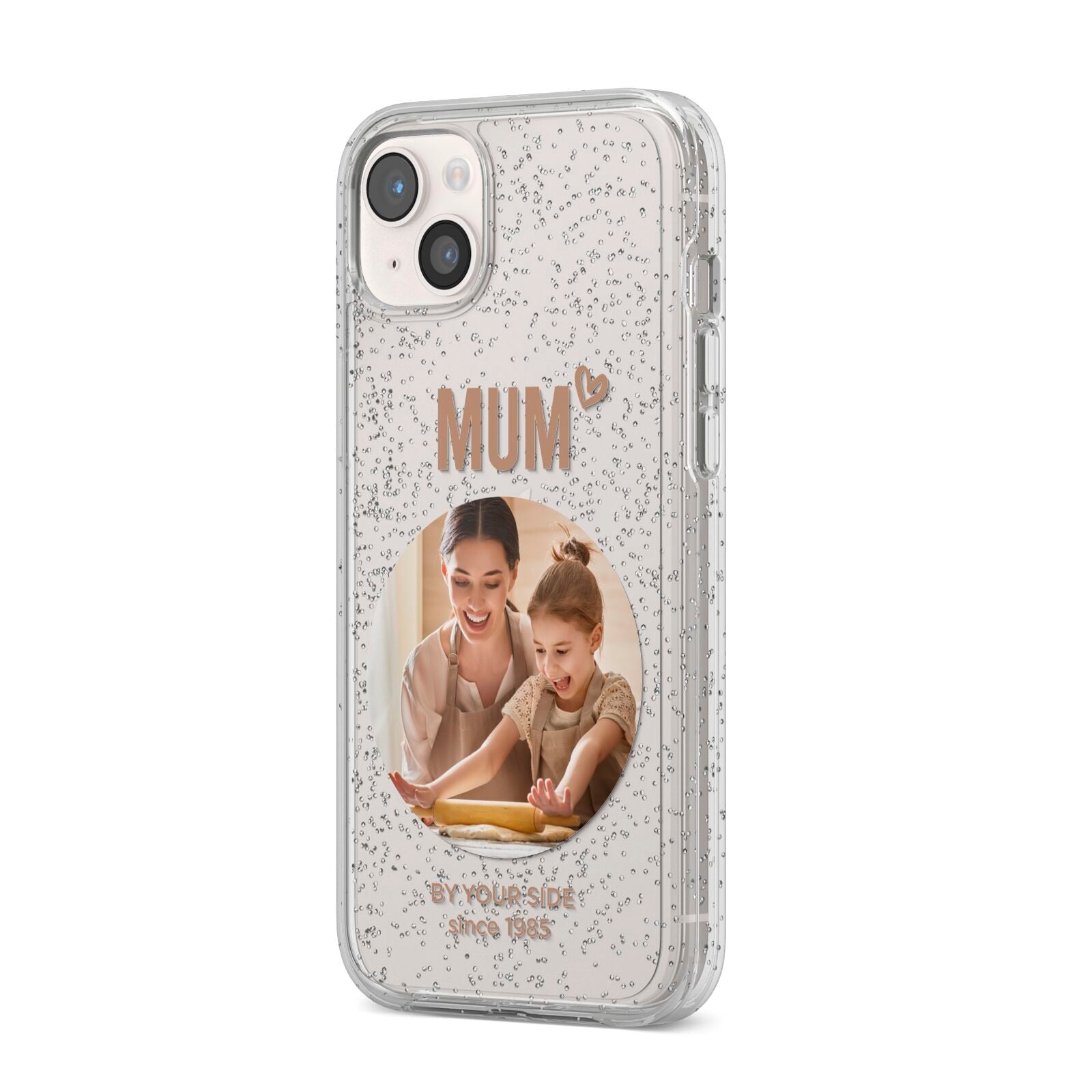 Vintage Mothers Day Photo iPhone 14 Plus Glitter Tough Case Starlight Angled Image
