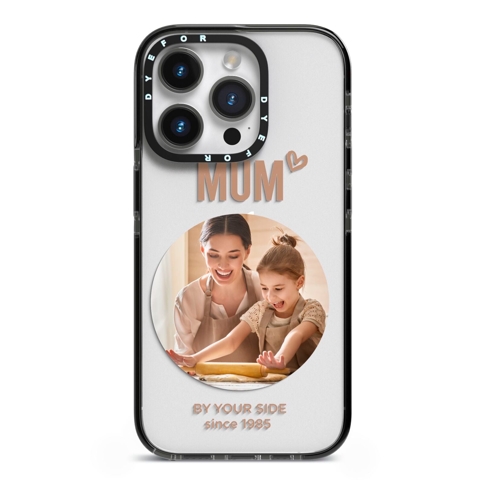 Vintage Mothers Day Photo iPhone 14 Pro Black Impact Case on Silver phone