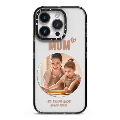 Vintage Mothers Day Photo iPhone 14 Pro Black Impact Case on Silver phone