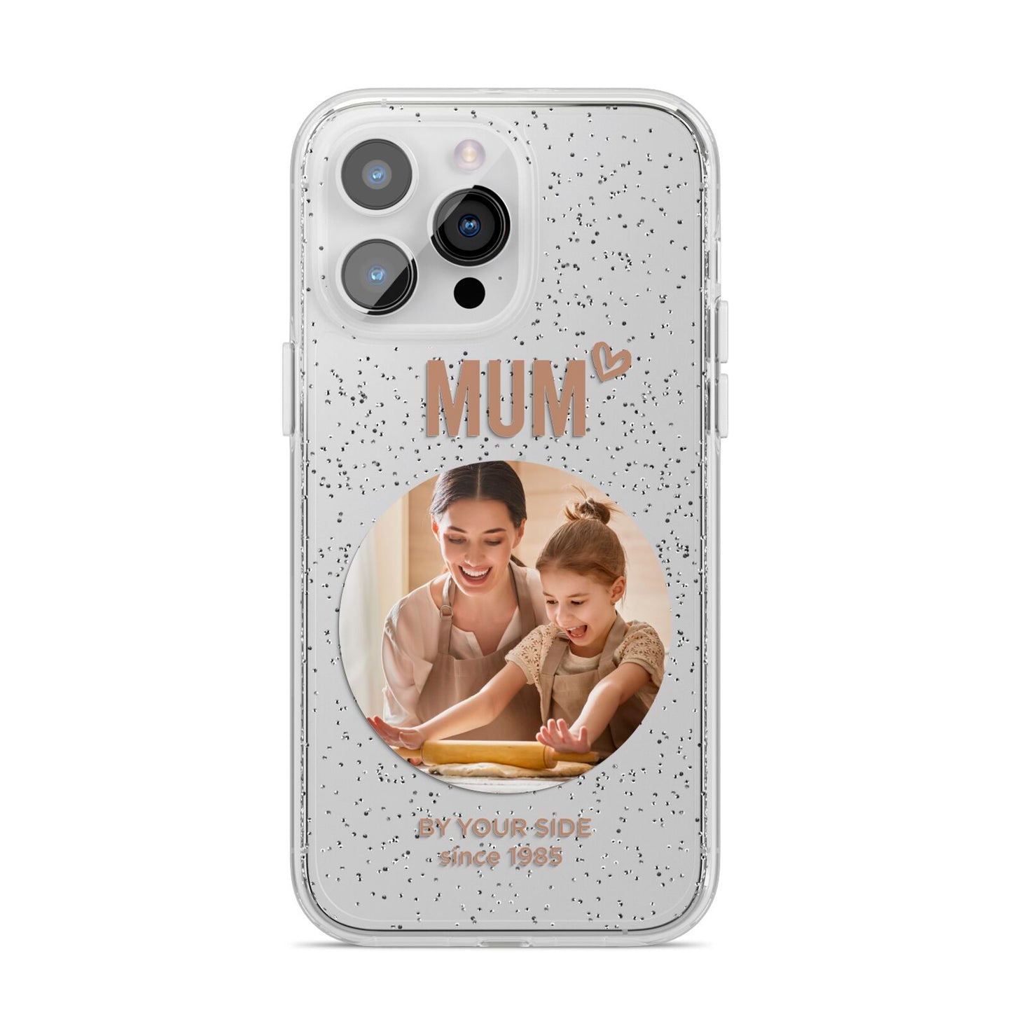 Vintage Mothers Day Photo iPhone 14 Pro Max Glitter Tough Case Silver