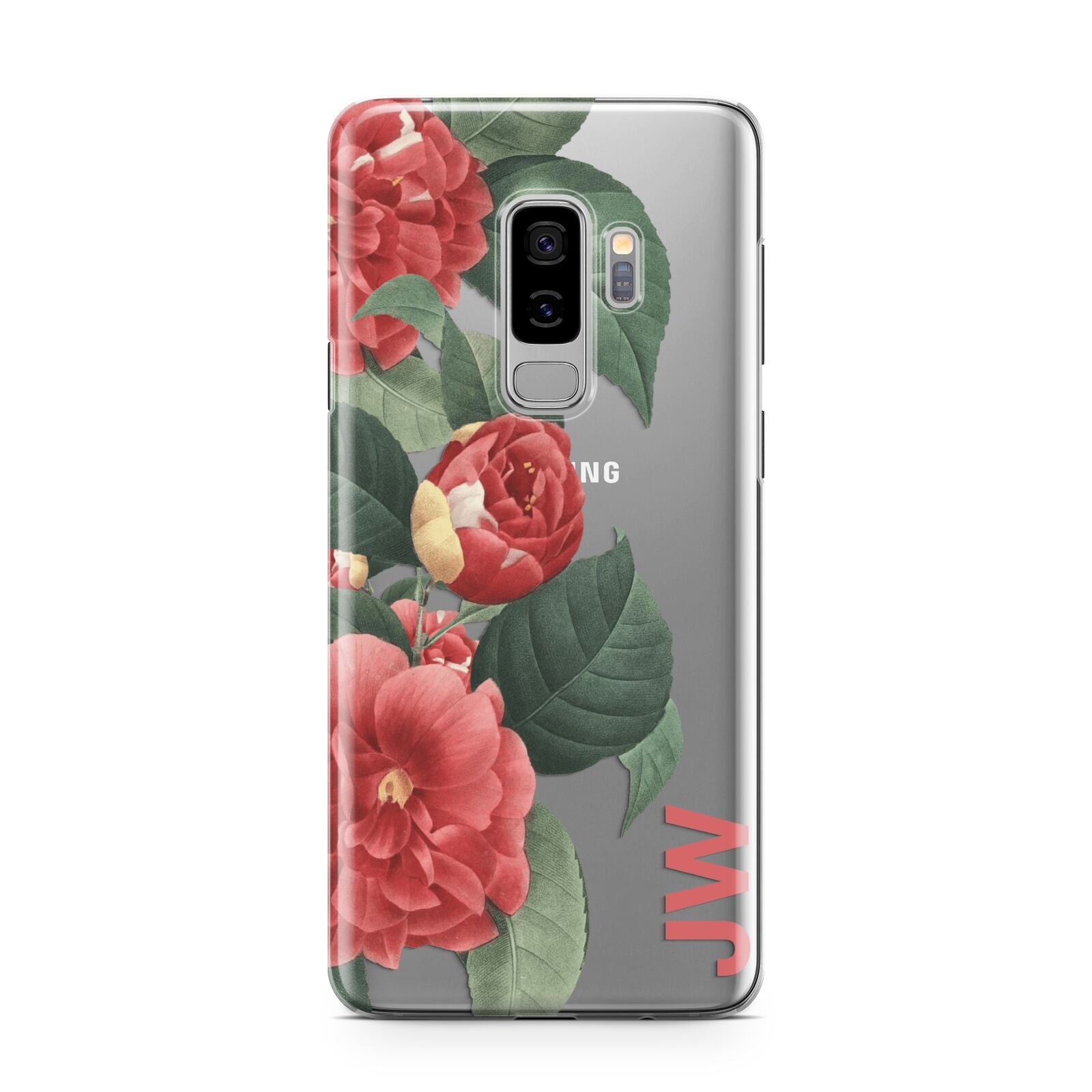 Vintage Personalised Flowers Samsung Galaxy S9 Plus Case on Silver phone