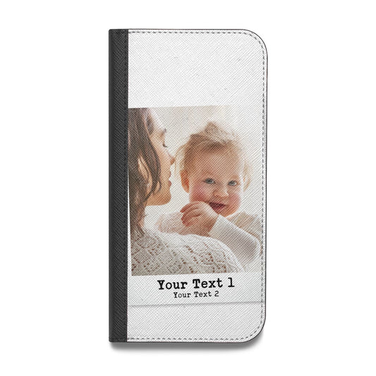 Vintage Photo with Typewriter Font Vegan Leather Flip iPhone Case