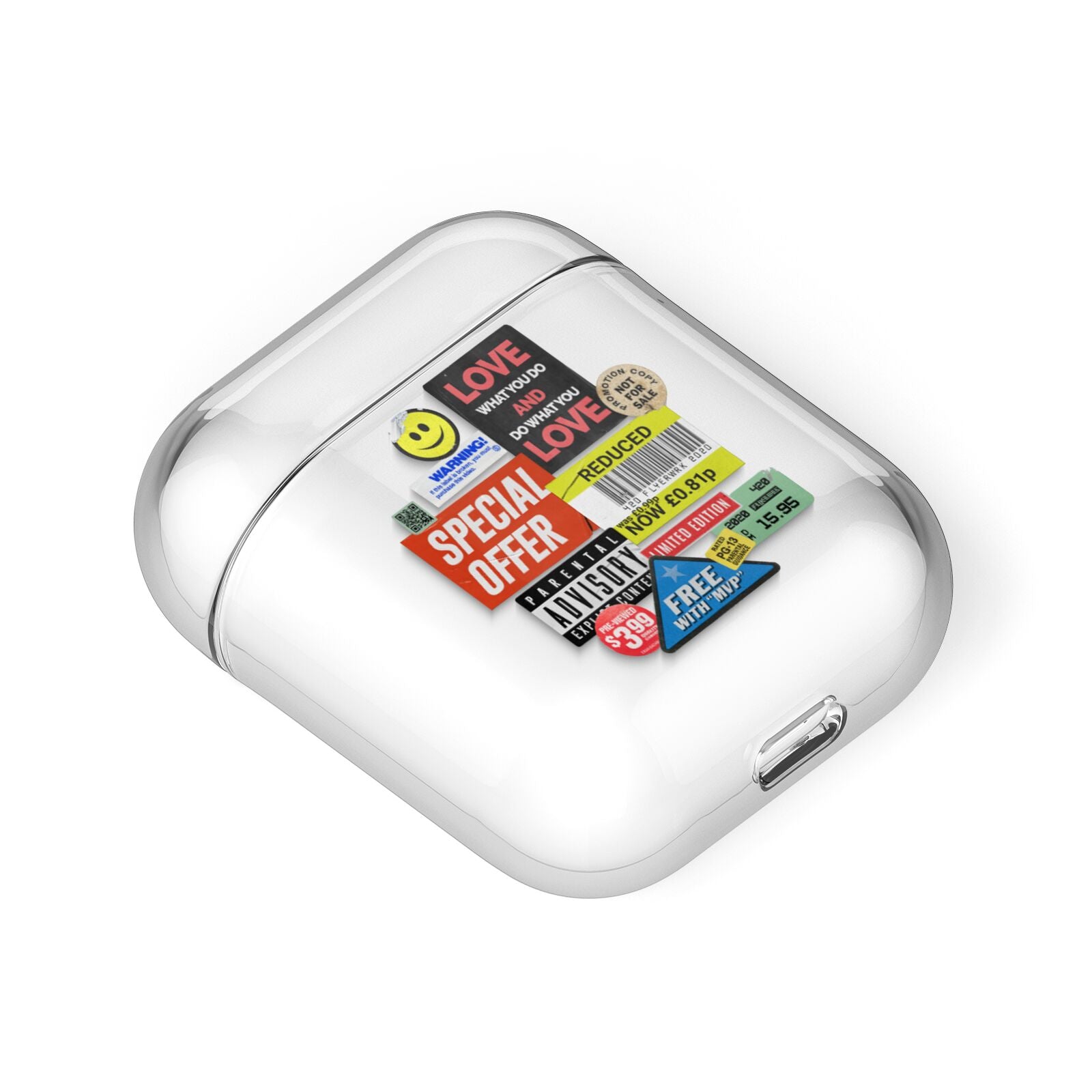 Vintage Retro Stickers AirPods Case Laid Flat