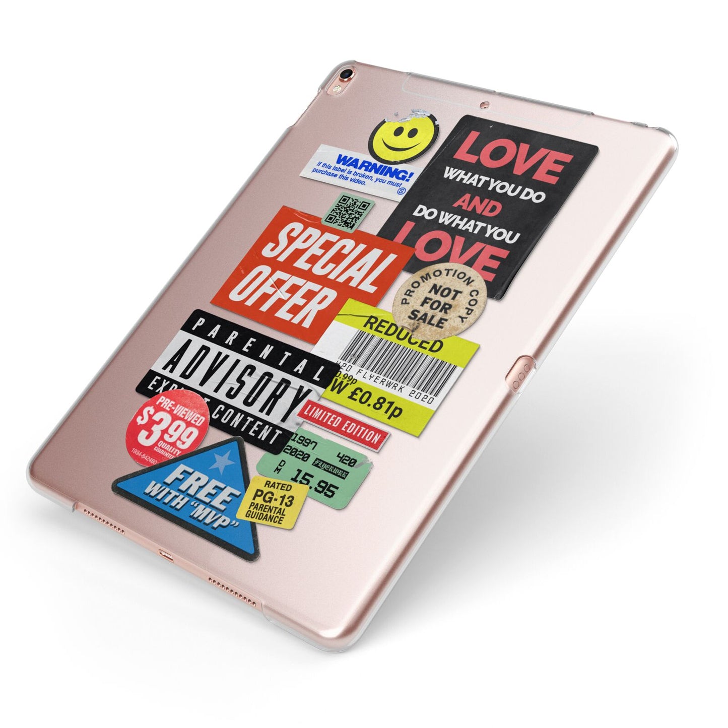 Vintage Retro Stickers Apple iPad Case on Rose Gold iPad Side View