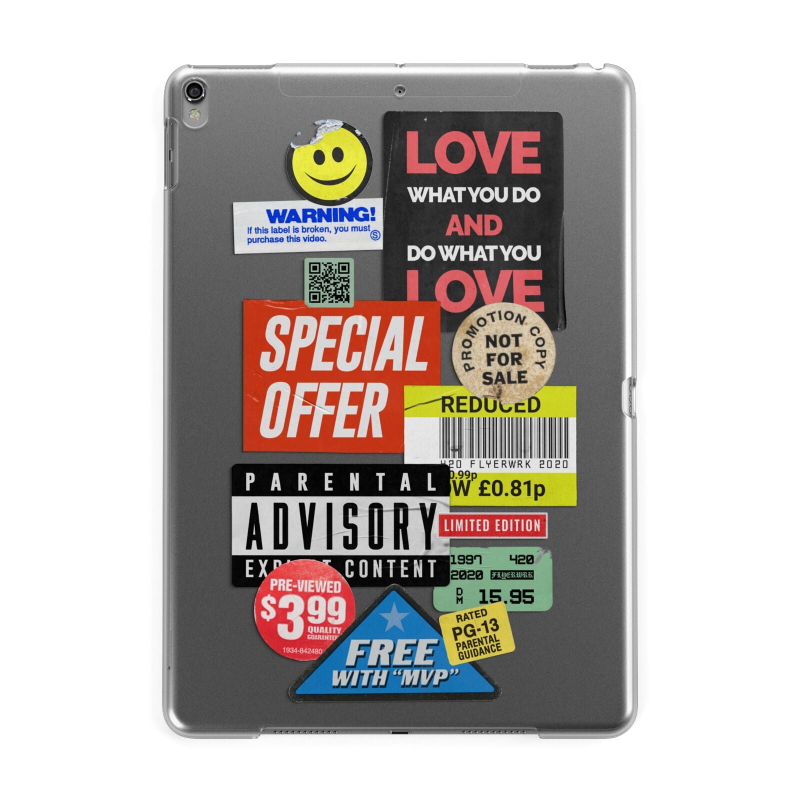 Vintage Retro Stickers Apple iPad Grey Case