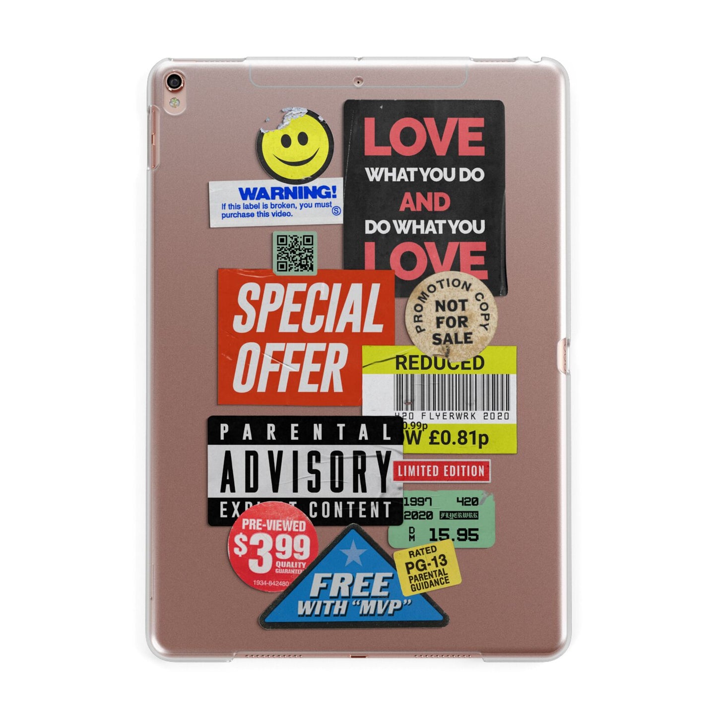 Vintage Retro Stickers Apple iPad Rose Gold Case
