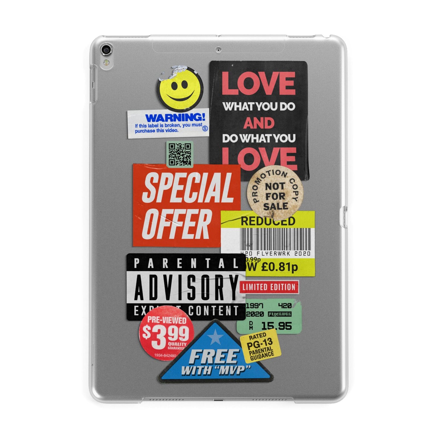Vintage Retro Stickers Apple iPad Silver Case
