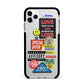 Vintage Retro Stickers Apple iPhone 11 Pro Max in Silver with Black Impact Case