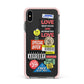 Vintage Retro Stickers Apple iPhone Xs Max Impact Case Pink Edge on Black Phone
