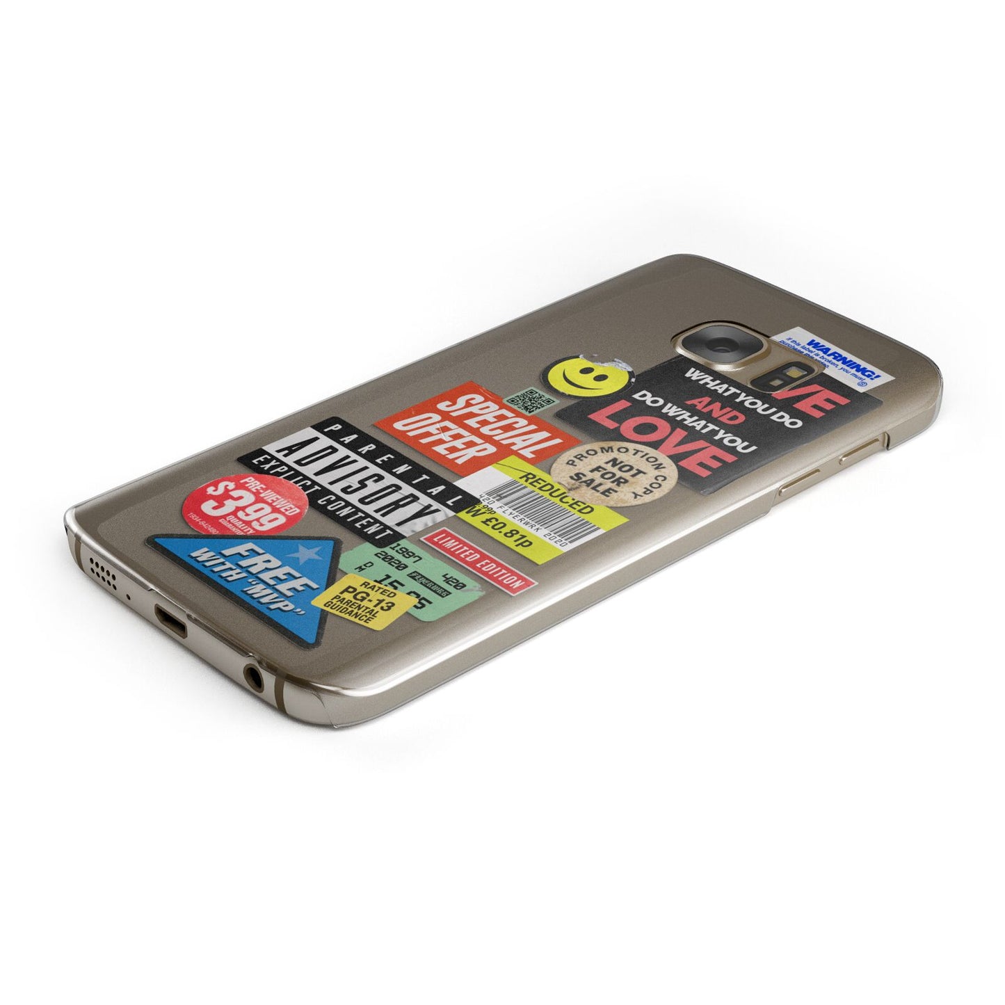 Vintage Retro Stickers Protective Samsung Galaxy Case Angled Image