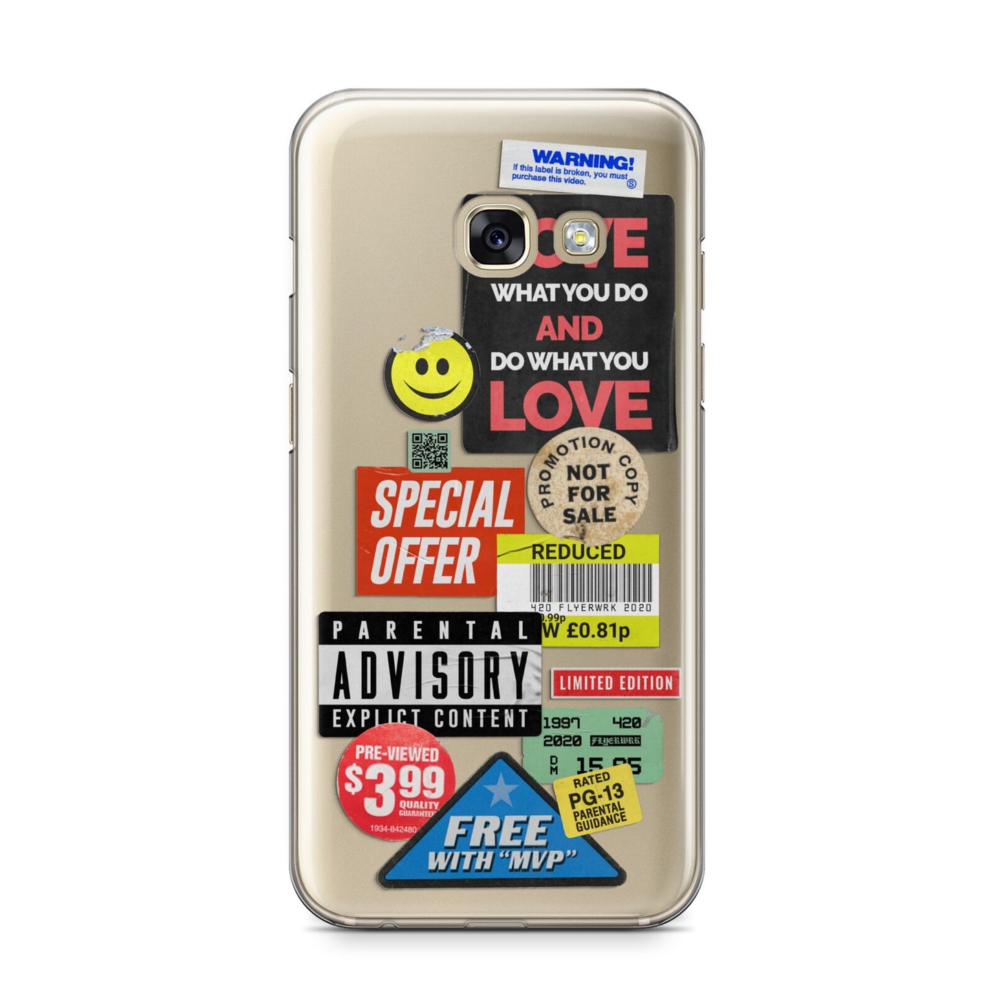 Vintage Retro Stickers Samsung Galaxy A3 2017 Case on gold phone