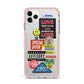 Vintage Retro Stickers iPhone 11 Pro Max Impact Pink Edge Case