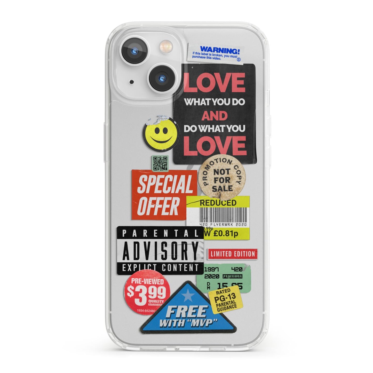 Vintage Retro Stickers iPhone 13 Clear Bumper Case