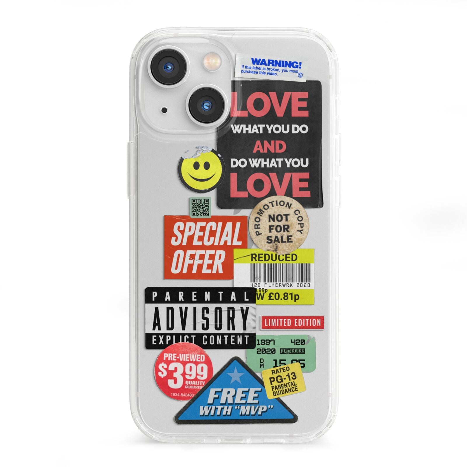 Vintage Retro Stickers iPhone 13 Mini Clear Bumper Case