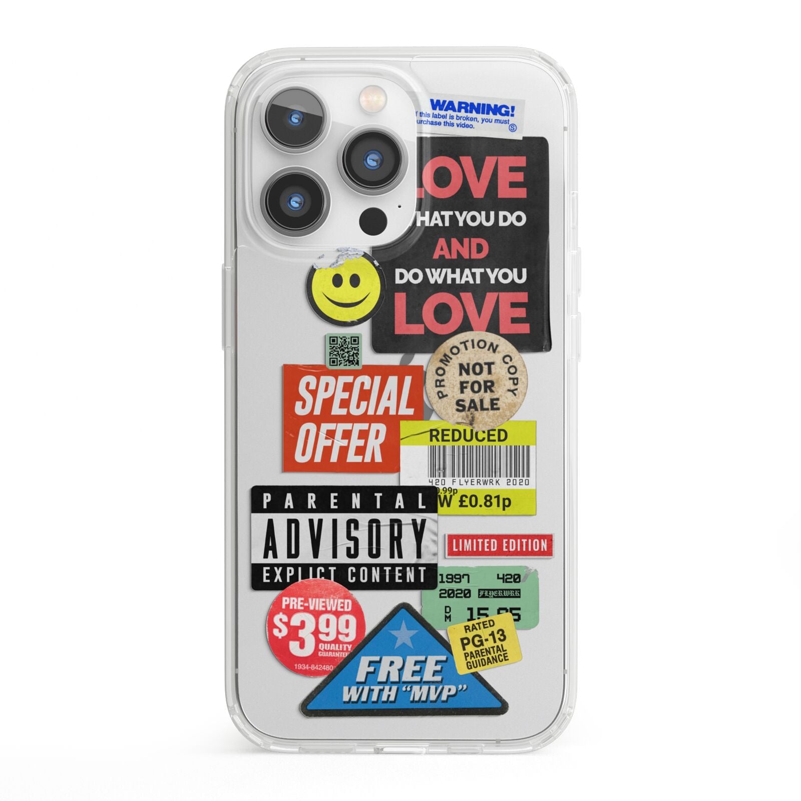 Vintage Retro Stickers iPhone 13 Pro Clear Bumper Case