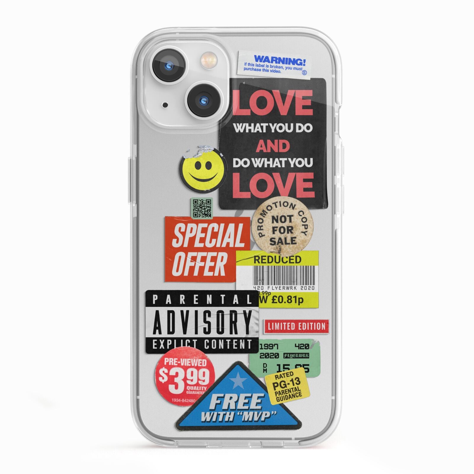 Vintage Retro Stickers iPhone 13 TPU Impact Case with White Edges