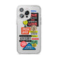 Vintage Retro Stickers iPhone 14 Pro Max Clear Tough Case Silver