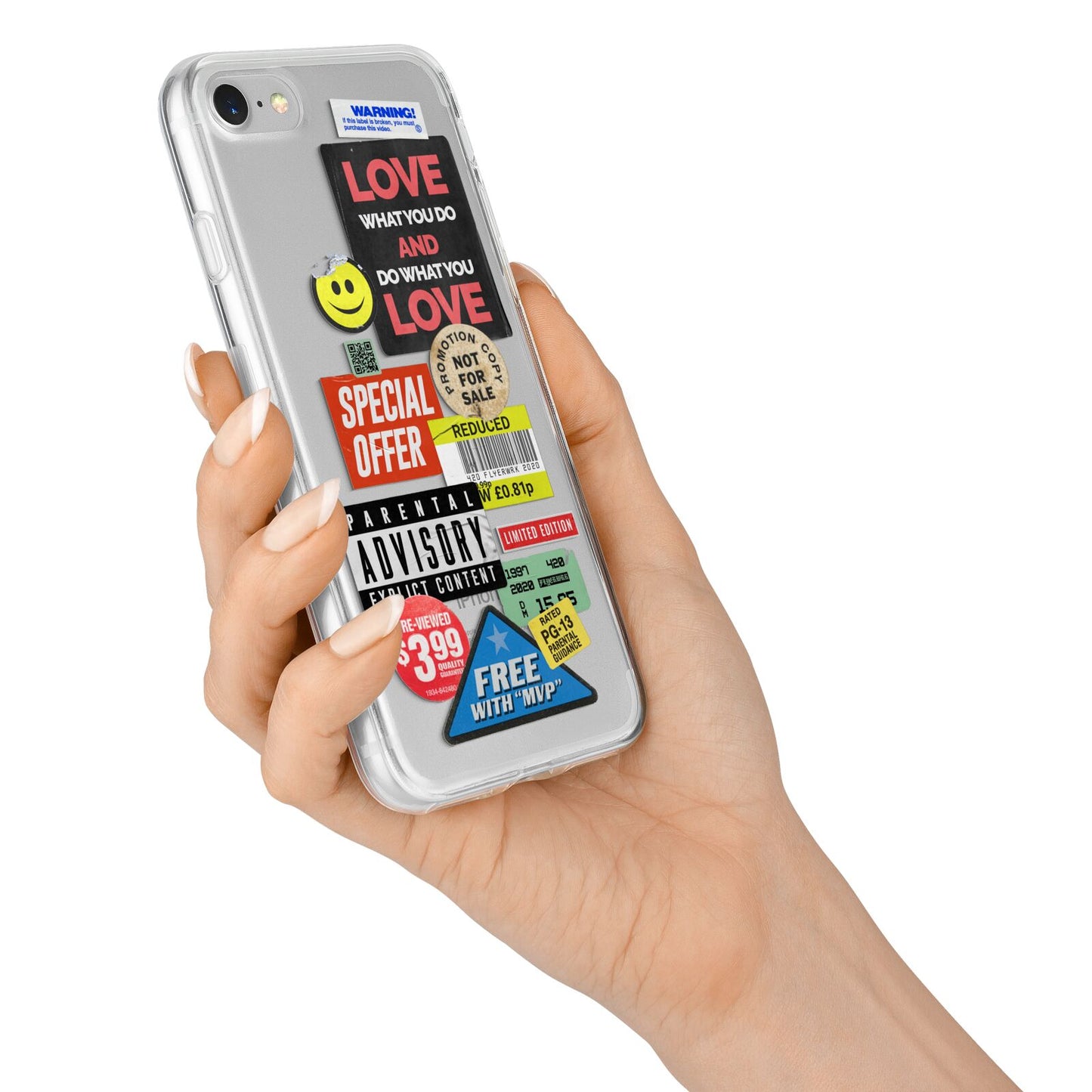 Vintage Retro Stickers iPhone 7 Bumper Case on Silver iPhone Alternative Image