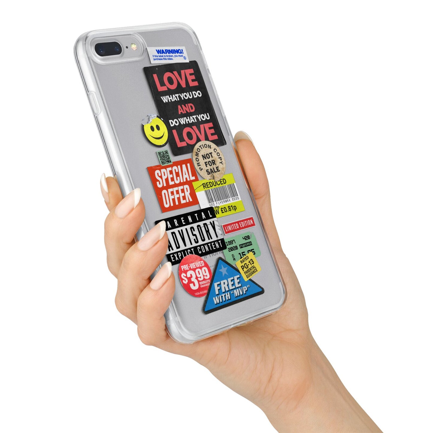 Vintage Retro Stickers iPhone 7 Plus Bumper Case on Silver iPhone Alternative Image