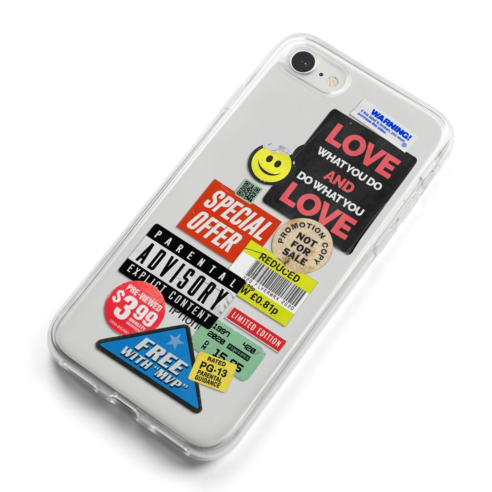 Vintage Retro Stickers iPhone 8 Bumper Case on Silver iPhone Alternative Image