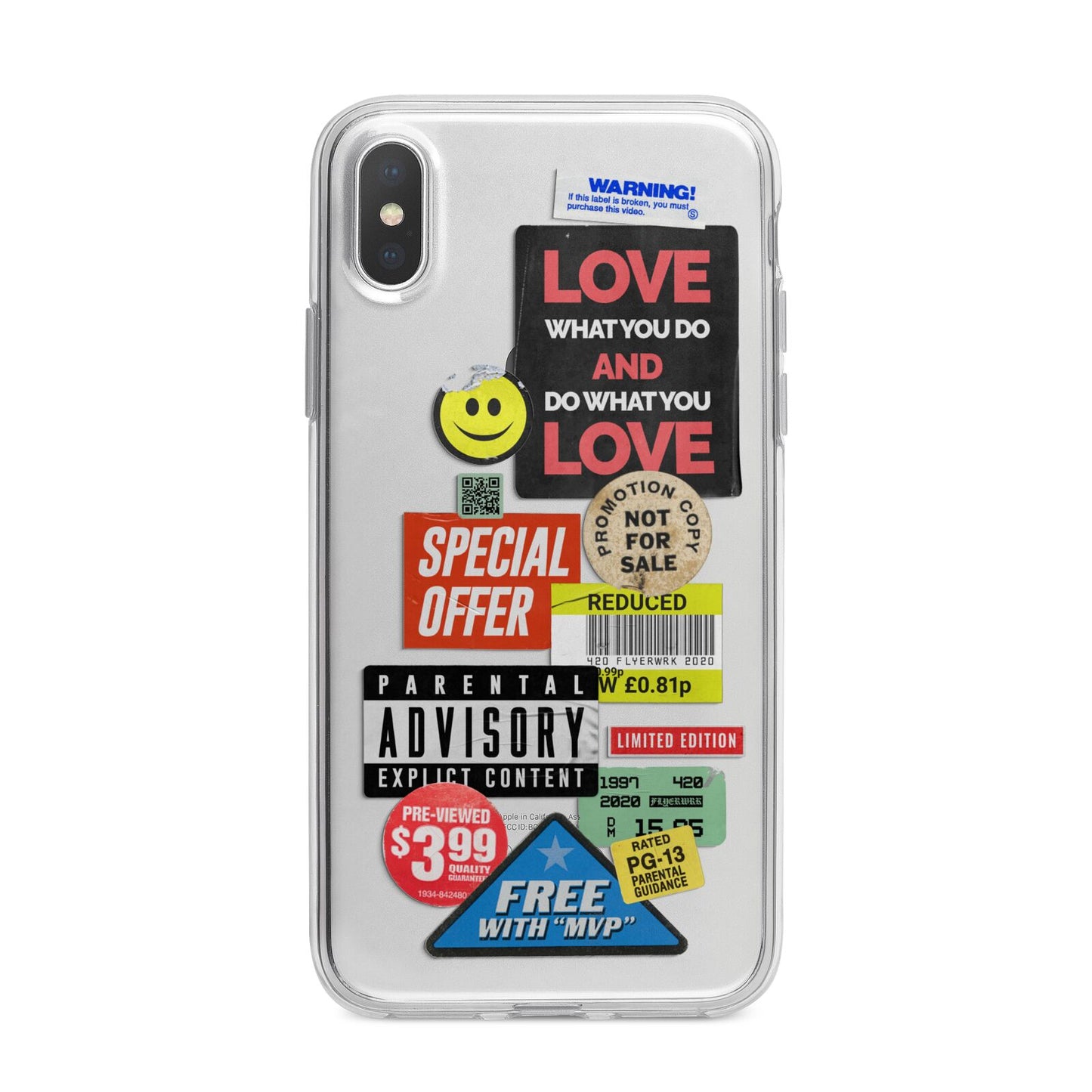 Vintage Retro Stickers iPhone X Bumper Case on Silver iPhone Alternative Image 1