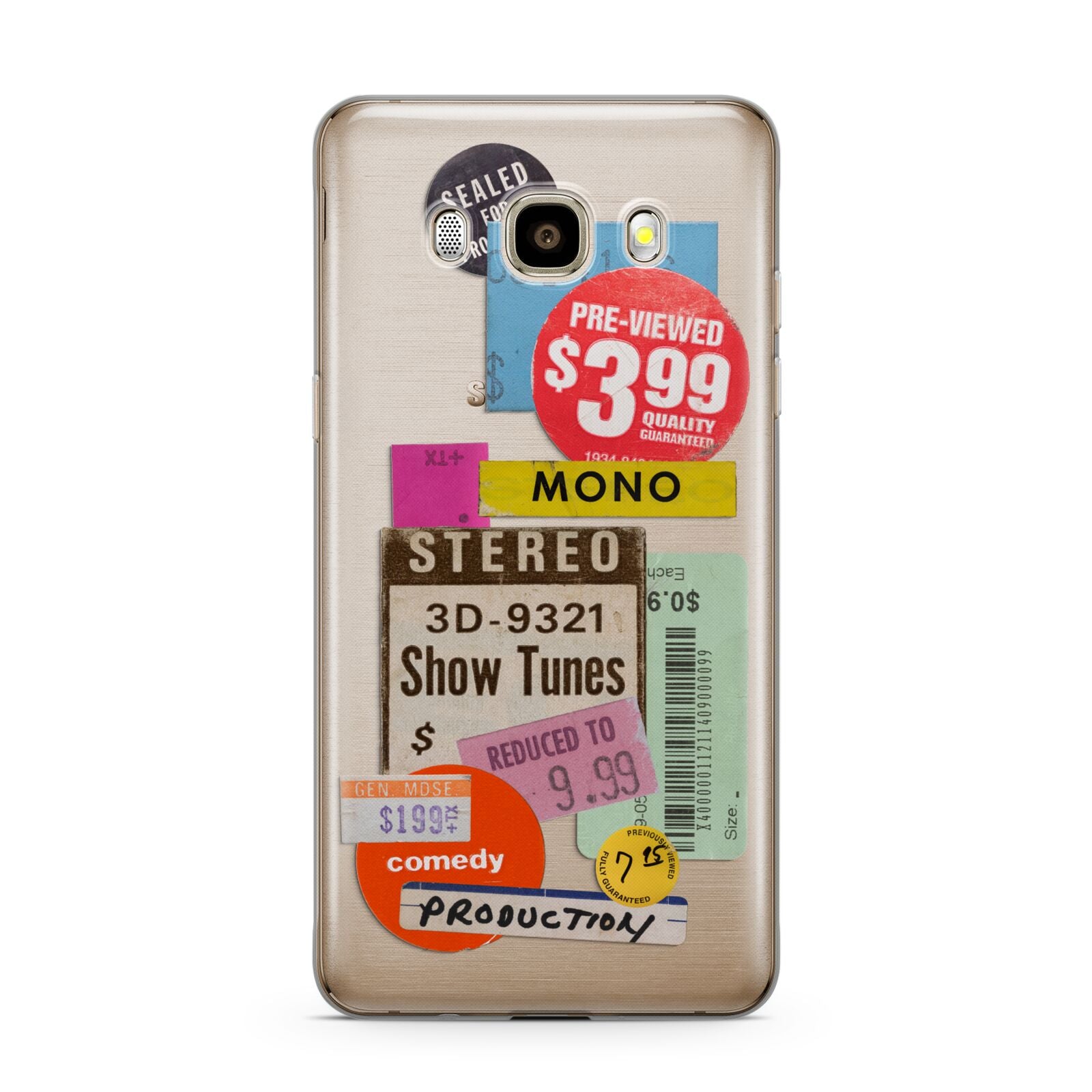 Vintage Sale Stickers Samsung Galaxy J7 2016 Case on gold phone