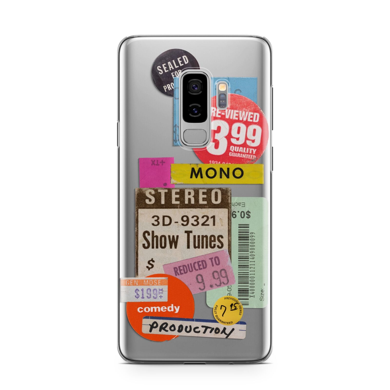 Vintage Sale Stickers Samsung Galaxy S9 Plus Case on Silver phone