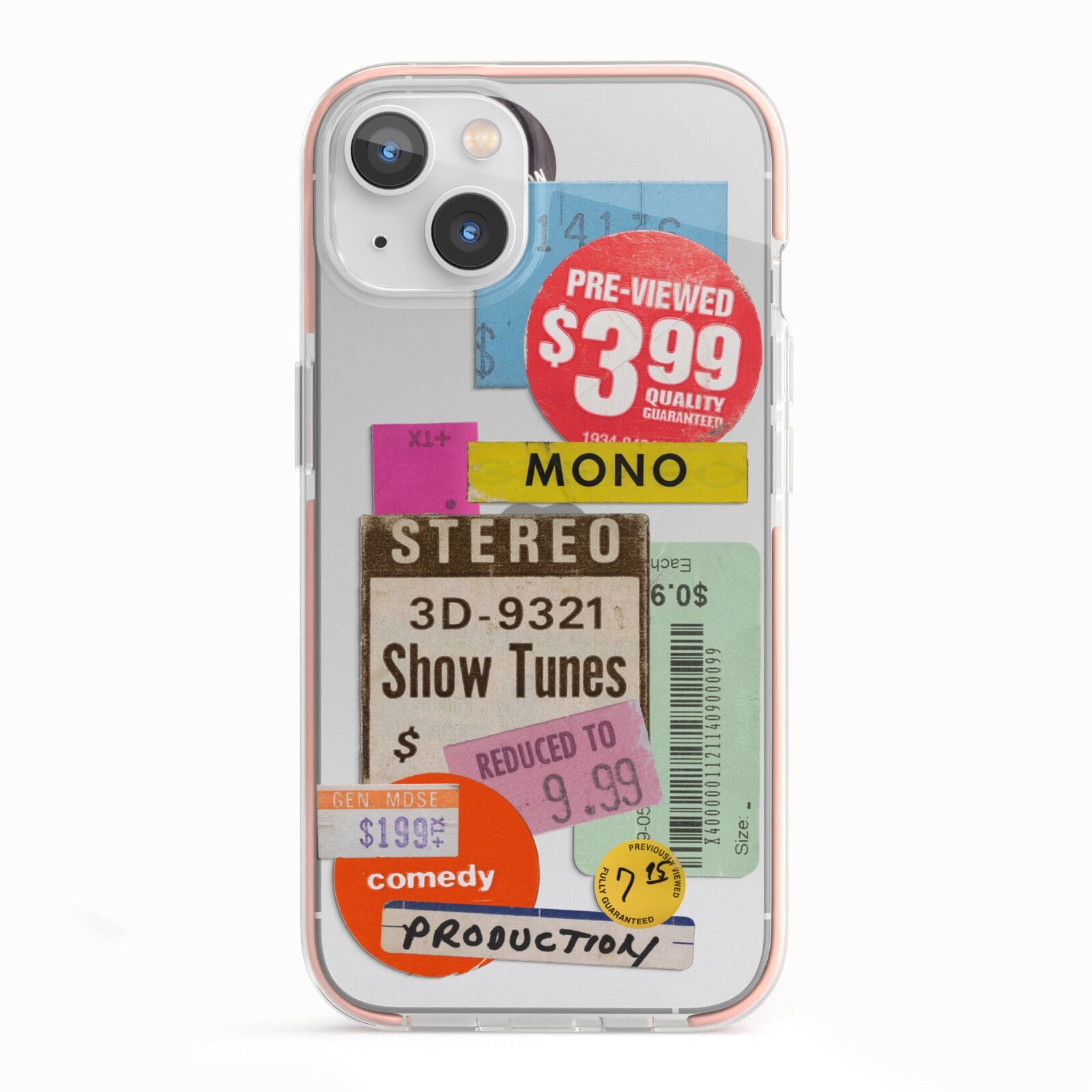 Vintage Sale Stickers iPhone 13 TPU Impact Case with Pink Edges
