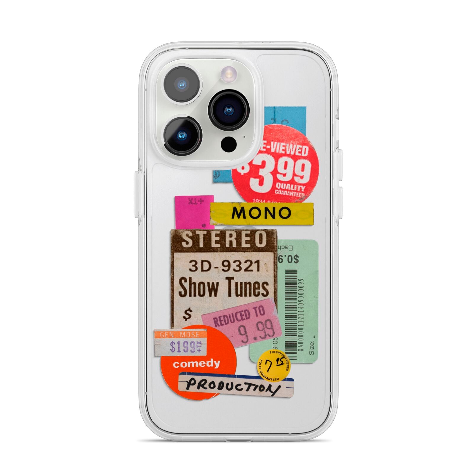 Vintage Sale Stickers iPhone 14 Pro Clear Tough Case Silver