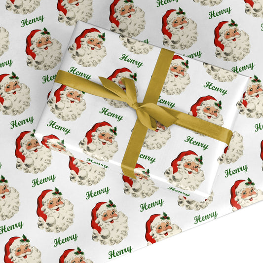 Vintage Santa Claus Personalised Custom Wrapping Paper
