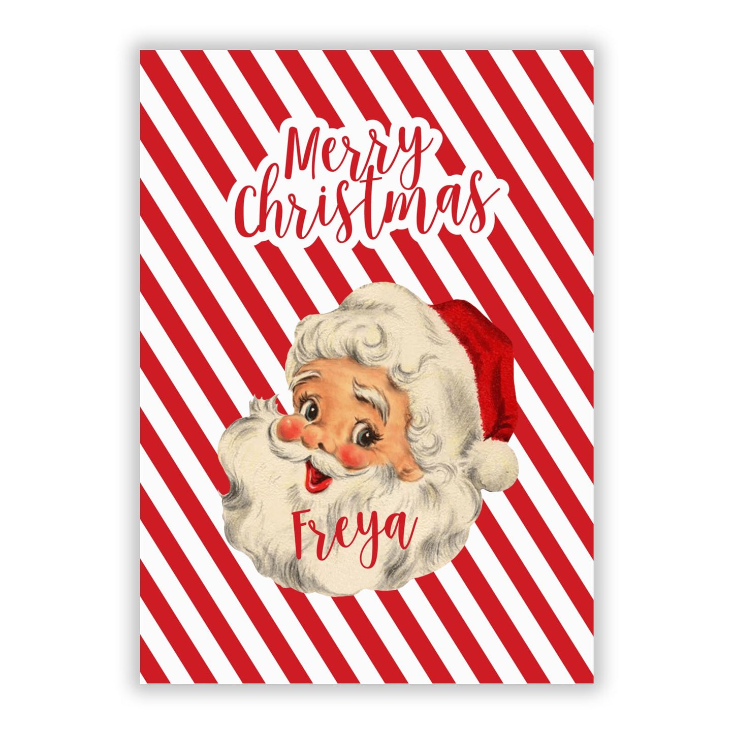 Vintage Santa Personalised A5 Flat Greetings Card