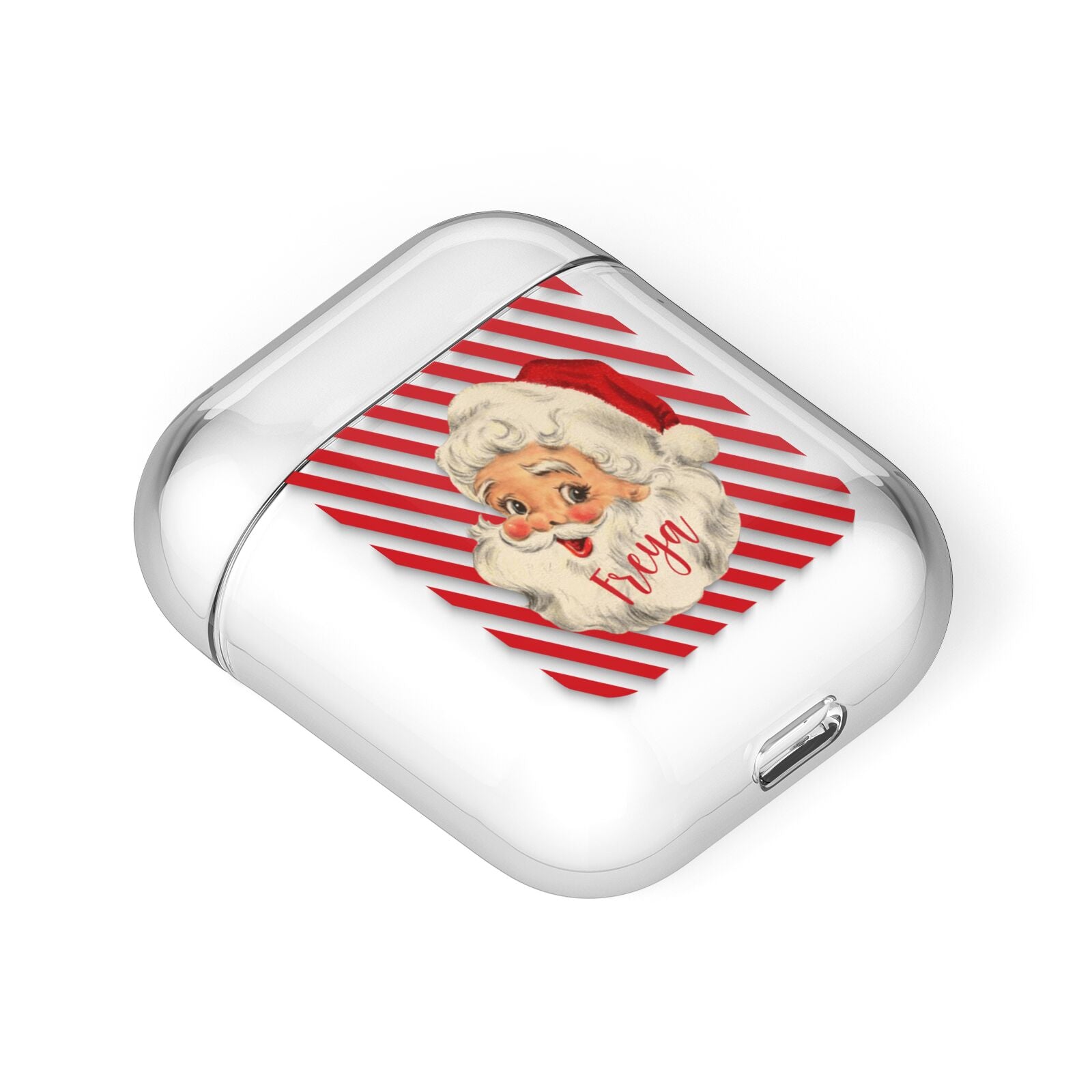 Vintage Santa Personalised AirPods Case Laid Flat