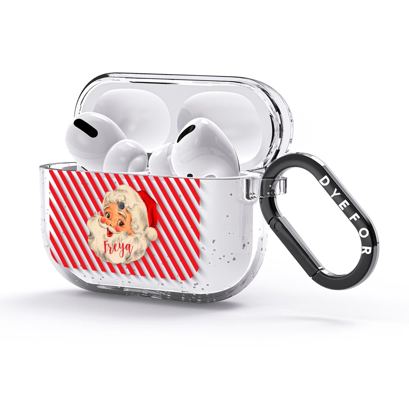 Vintage Santa Personalised AirPods Glitter Case 3rd Gen Side Image