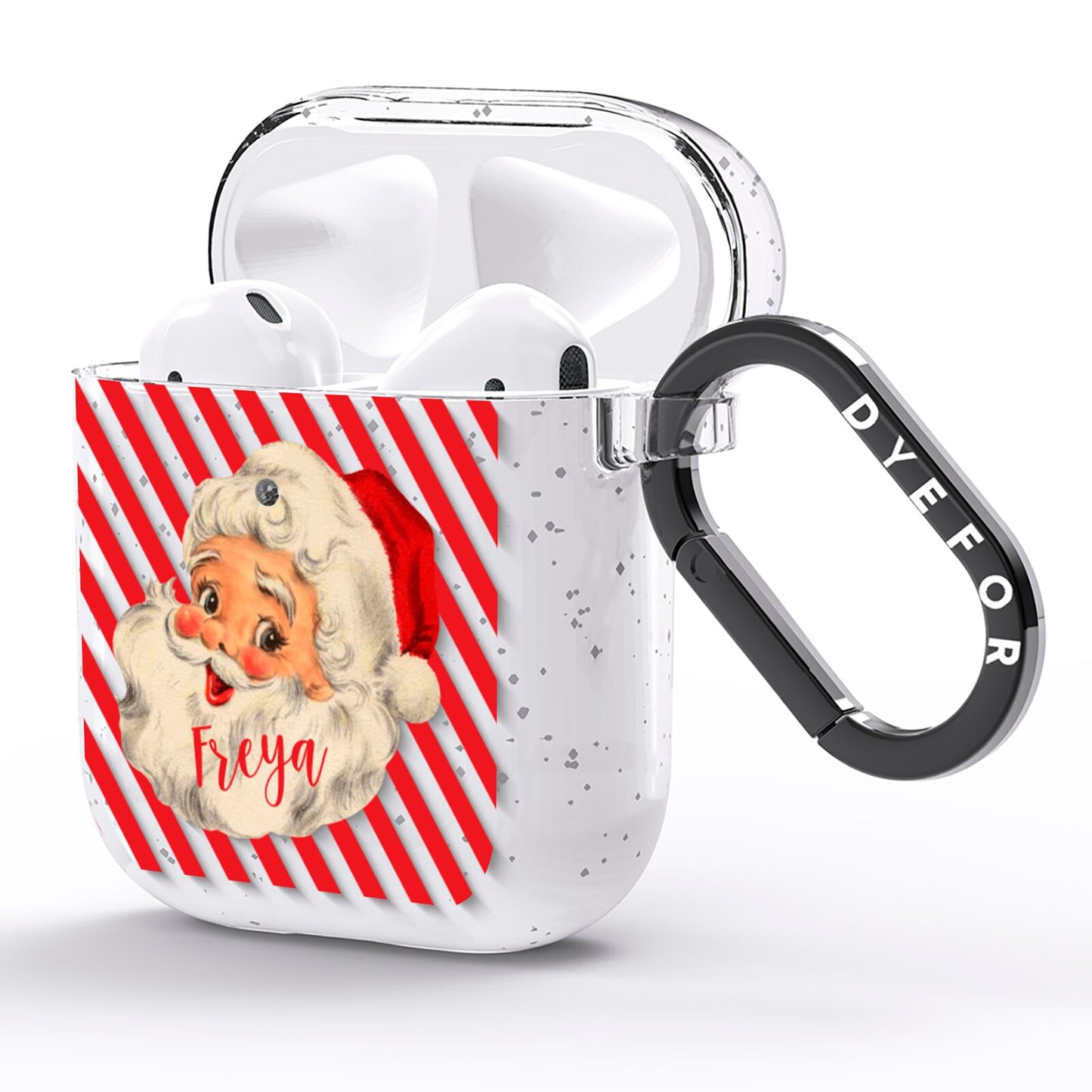 Vintage Santa Personalised AirPods Glitter Case Side Image