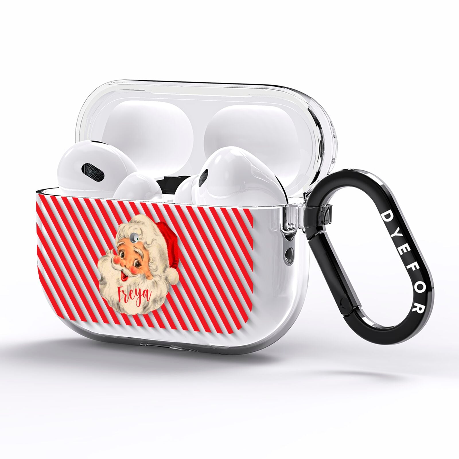 Vintage Santa Personalised AirPods Pro Clear Case Side Image