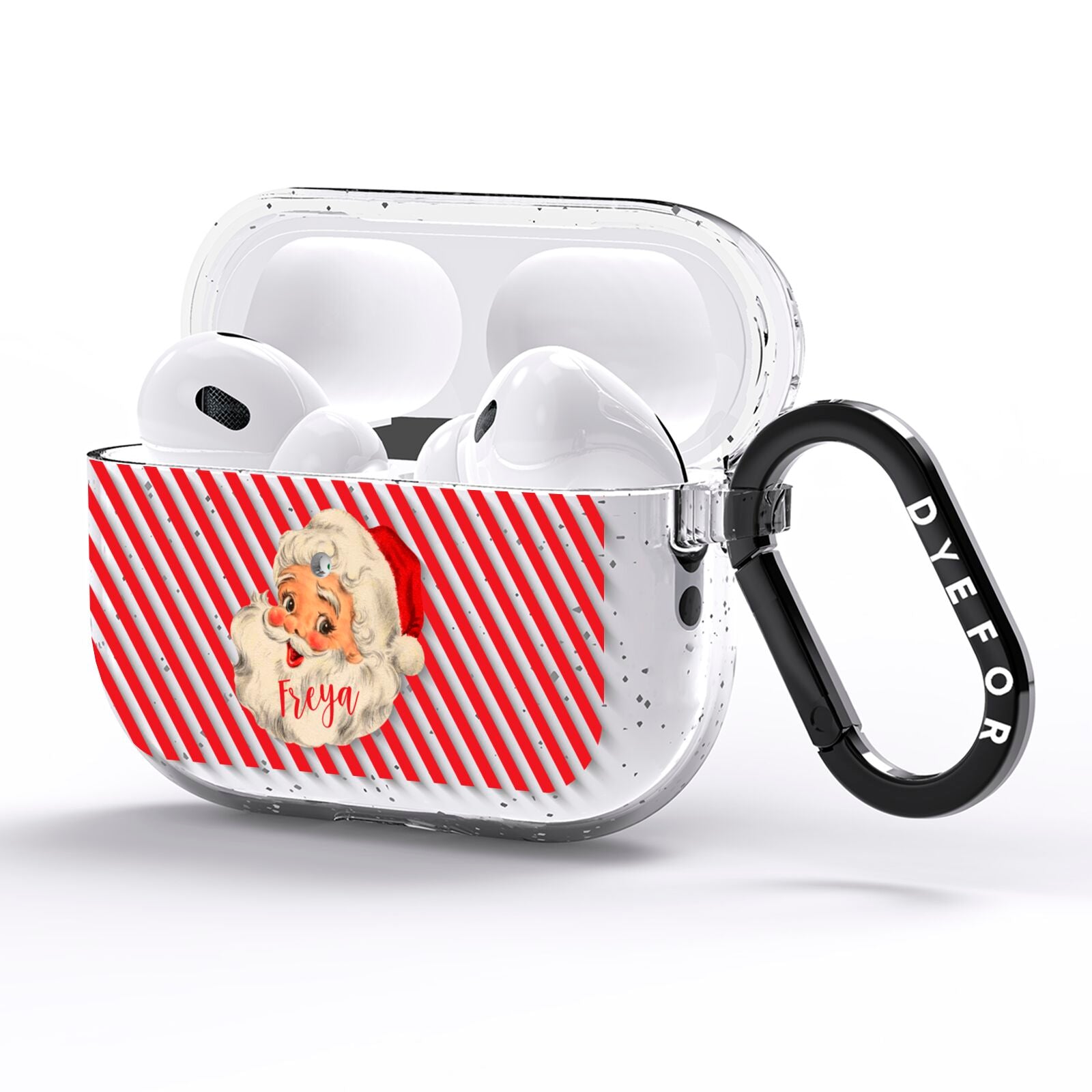 Vintage Santa Personalised AirPods Pro Glitter Case Side Image