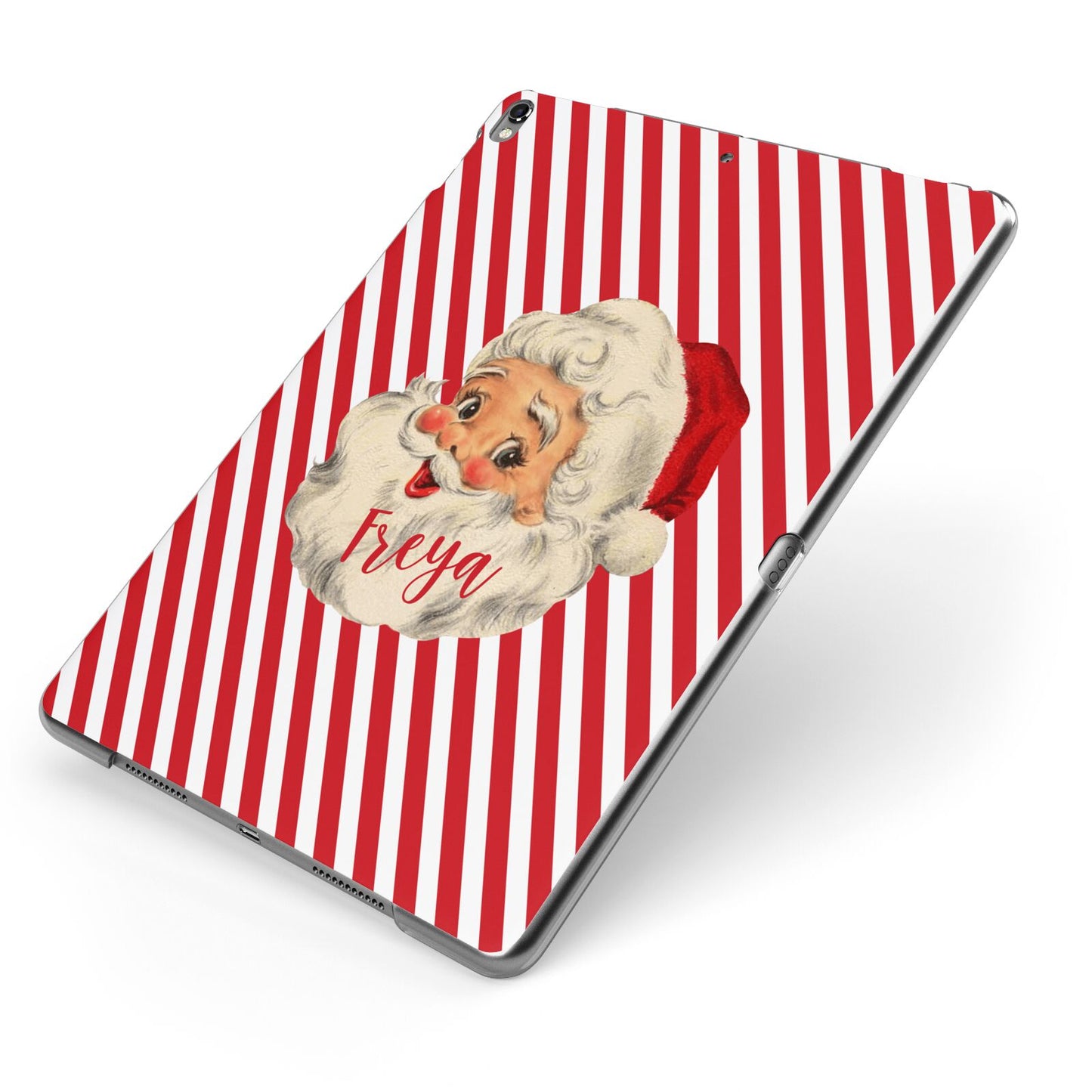 Vintage Santa Personalised Apple iPad Case on Grey iPad Side View