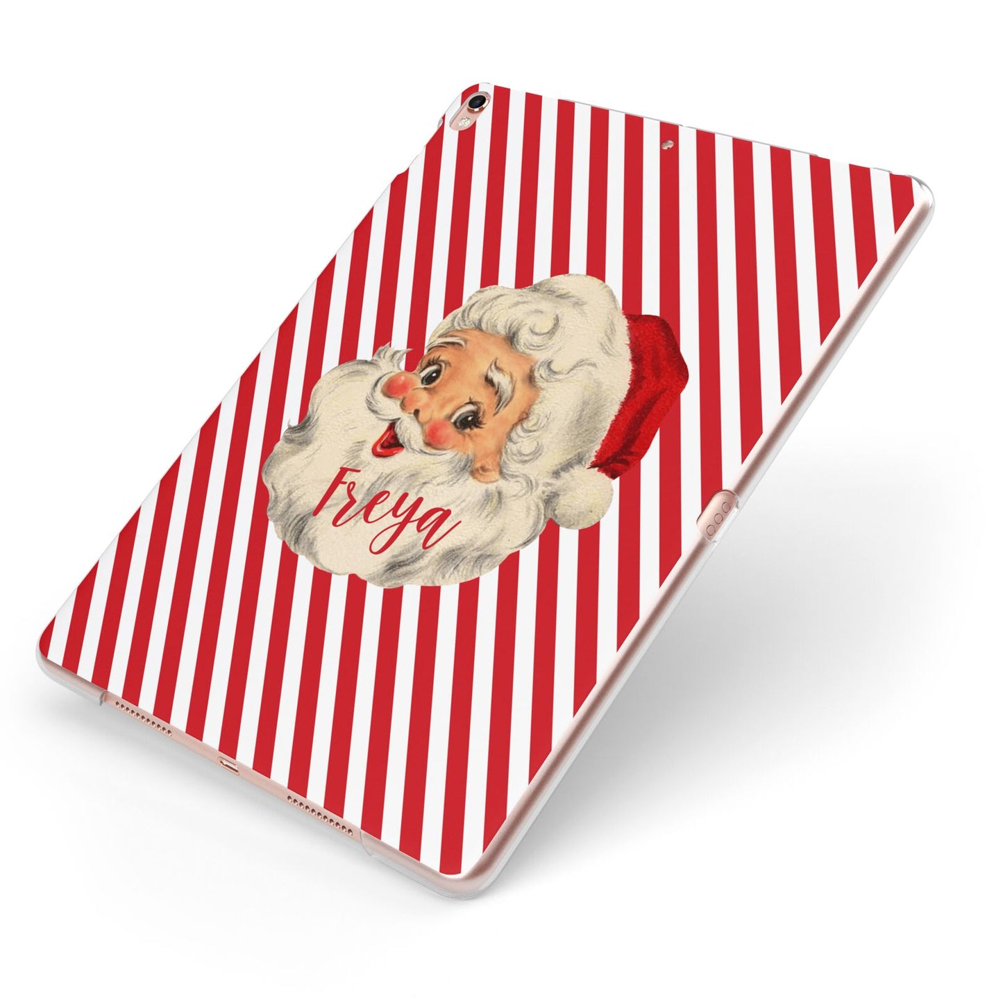 Vintage Santa Personalised Apple iPad Case on Rose Gold iPad Side View