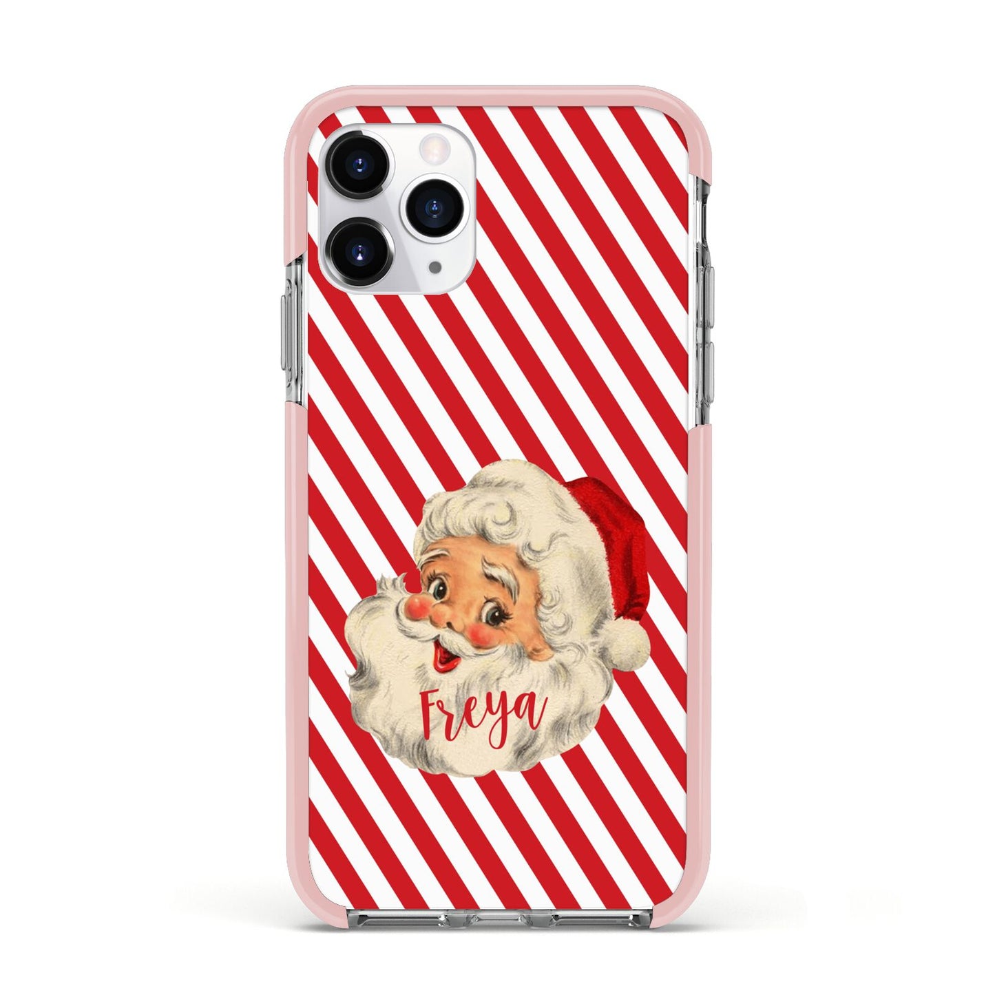 Vintage Santa Personalised Apple iPhone 11 Pro in Silver with Pink Impact Case