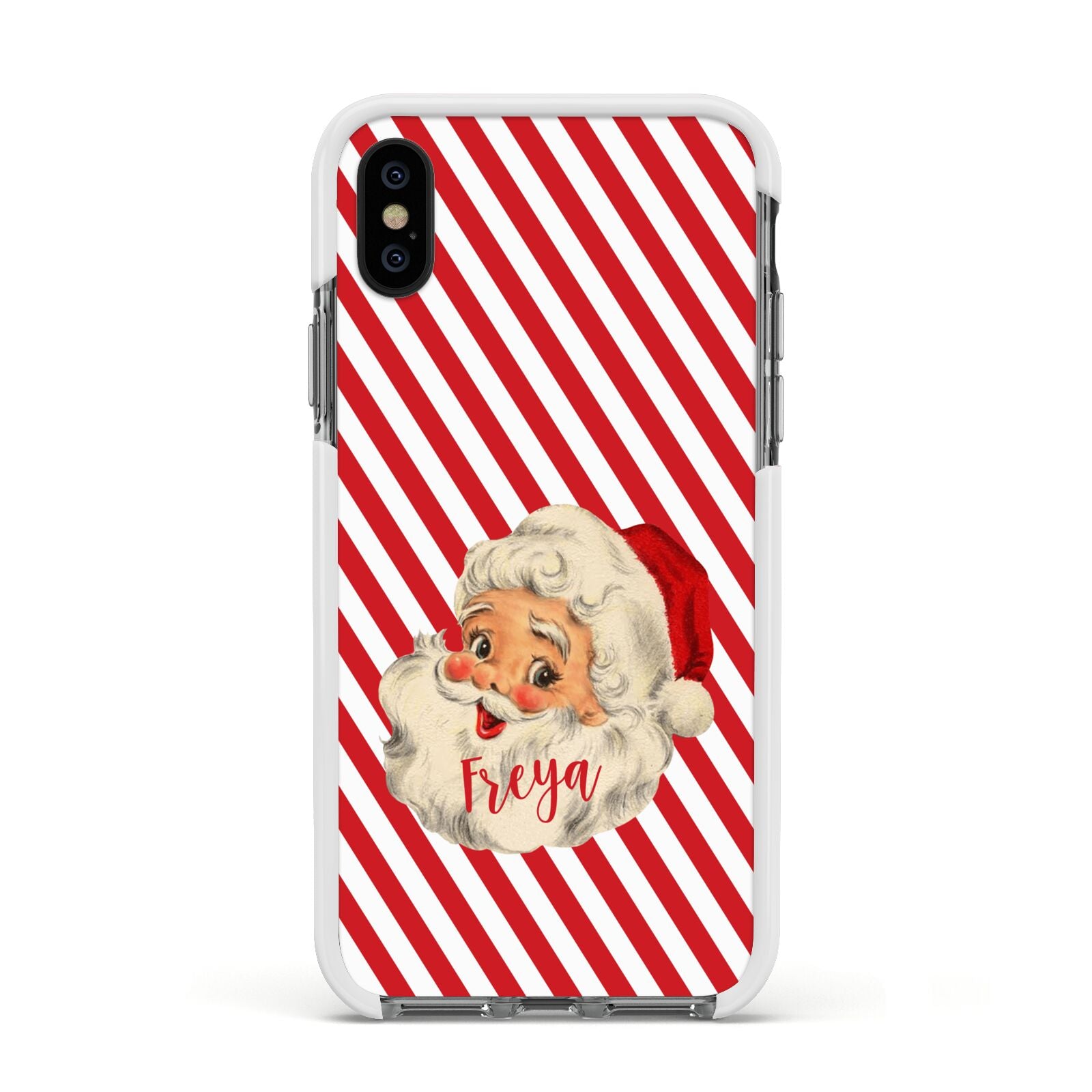 Vintage Santa Personalised Apple iPhone Xs Impact Case White Edge on Black Phone