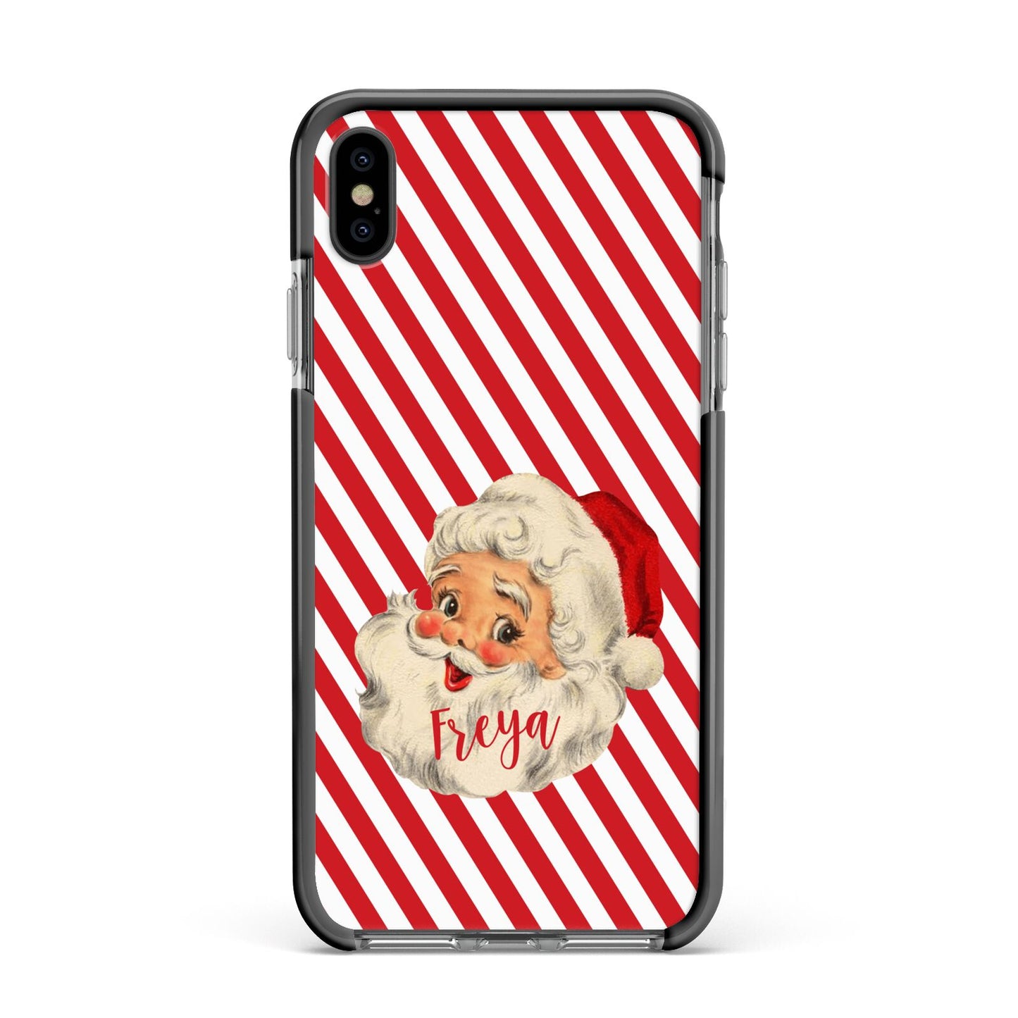 Vintage Santa Personalised Apple iPhone Xs Max Impact Case Black Edge on Black Phone