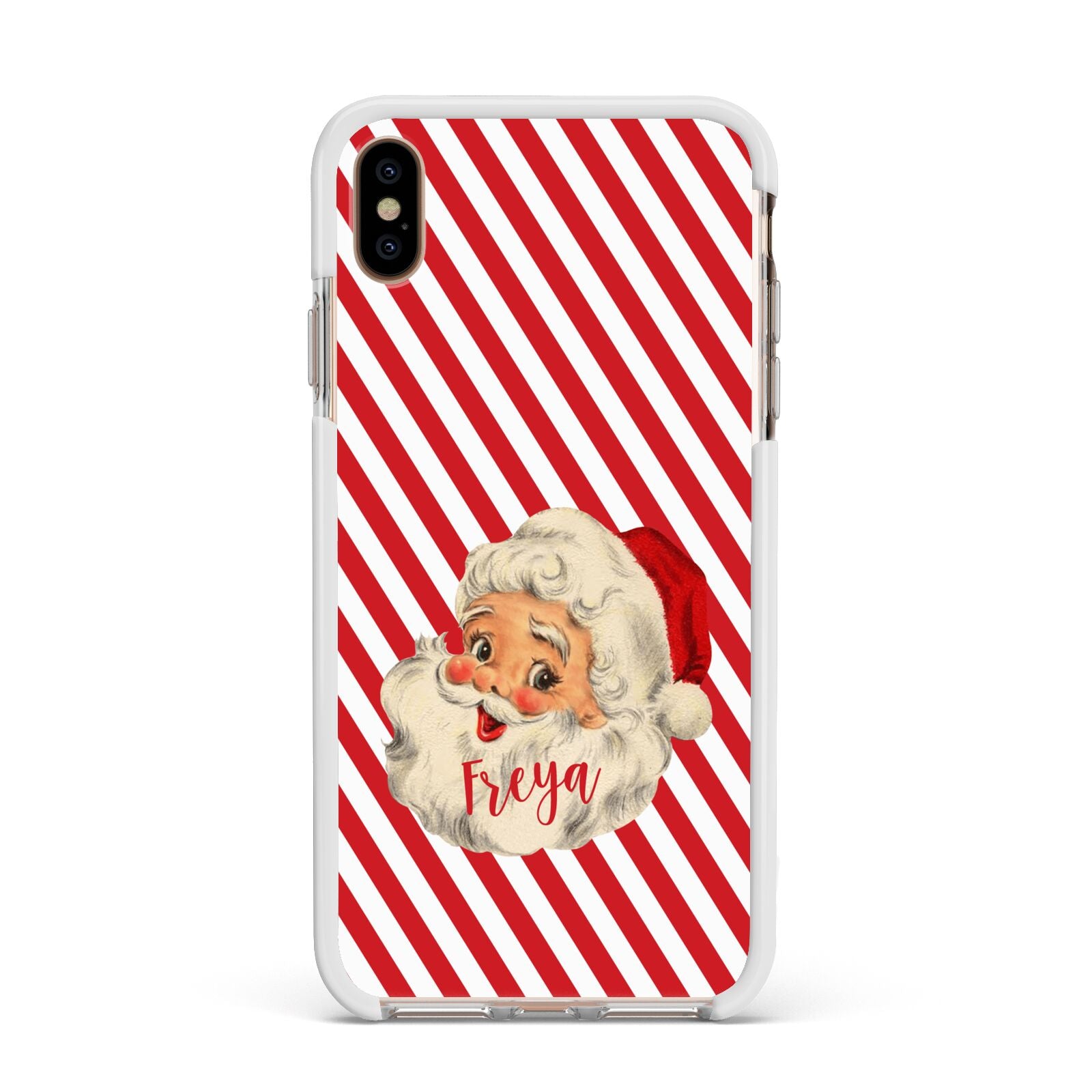 Vintage Santa Personalised Apple iPhone Xs Max Impact Case White Edge on Gold Phone
