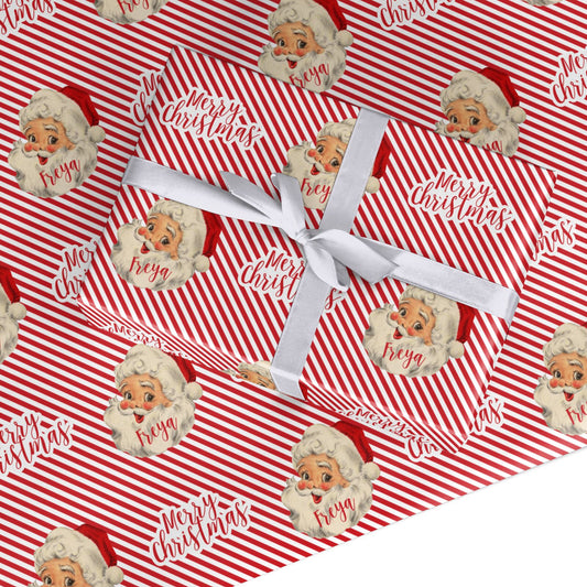 Vintage Santa Personalised Custom Wrapping Paper